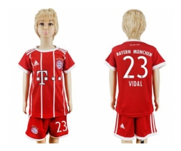 Bayern Munchen #23 Vidal Home Kid Soccer Club Jersey