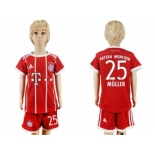 Bayern Munchen #25 Muller Home Kid Soccer Club Jersey