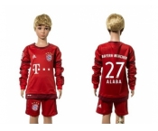 Bayern Munchen #27 Alaba Home Long Sleeves Kid Soccer Club Jersey