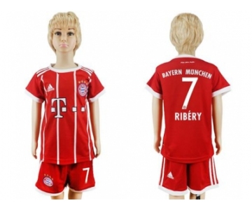 Bayern Munchen #7 Ribery Home Kid Soccer Club Jersey