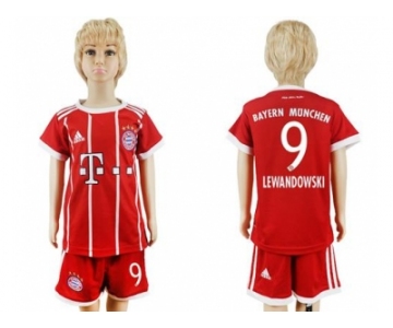 Bayern Munchen #9 Lewandowski Home Kid Soccer Club Jersey