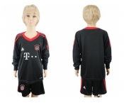 Bayern Munchen Blank Black Goalkeeper Long Sleeves Kid Soccer Club Jersey