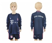 Bayern Munchen Blank Dark Blue Long Sleeves Kid Soccer Club Jersey