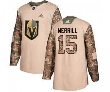 Adidas Vegas Golden Knights #15 Jon Merrill Authentic Camo Veterans Day Practice NHL Jersey