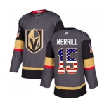 Adidas Vegas Golden Knights #15 Jon Merrill Authentic Gray USA Flag Fashion NHL Jersey