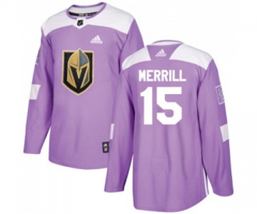 Adidas Vegas Golden Knights #15 Jon Merrill Authentic Purple Fights Cancer Practice NHL Jersey