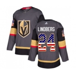 Adidas Vegas Golden Knights #24 Oscar Lindberg Authentic Gray USA Flag Fashion NHL Jersey