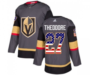 Adidas Vegas Golden Knights #27 Shea Theodore Authentic Gray USA Flag Fashion NHL Jersey