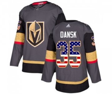 Adidas Vegas Golden Knights #35 Oscar Dansk Authentic Gray USA Flag Fashion NHL Jersey