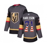 Adidas Vegas Golden Knights #71 William Karlsson Authentic Gray USA Flag Fashion NHL Jersey