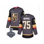 Adidas Vegas Golden Knights #75 Ryan Reaves Authentic Gray Home 2018 Stanley Cup Final NHL Jersey