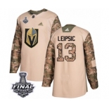 Men Adidas Vegas Golden Knights #13 Brendan Leipsic Authentic Camo Veterans Day Practice 2018 Stanley Cup Final NHL Jersey