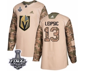 Men Adidas Vegas Golden Knights #13 Brendan Leipsic Authentic Camo Veterans Day Practice 2018 Stanley Cup Final NHL Jersey