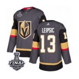 Men Adidas Vegas Golden Knights #13 Brendan Leipsic Authentic Gray Home 2018 Stanley Cup Final NHL Jersey