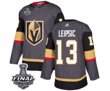 Men Adidas Vegas Golden Knights #13 Brendan Leipsic Authentic Gray Home 2018 Stanley Cup Final NHL Jersey