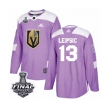 Men Adidas Vegas Golden Knights #13 Brendan Leipsic Authentic Purple Fights Cancer Practice 2018 Stanley Cup Final NHL Jersey