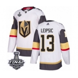 Men Adidas Vegas Golden Knights #13 Brendan Leipsic Authentic White Away 2018 Stanley Cup Final NHL Jersey