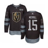 Men Adidas Vegas Golden Knights #15 Jon Merrill Authentic Black 1917-2017 100th Anniversary NHL Jersey