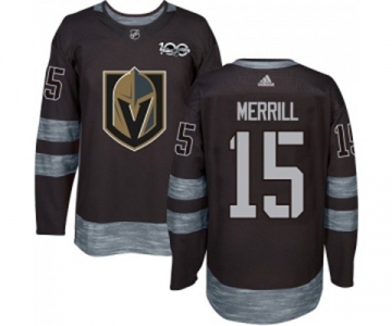 Men Adidas Vegas Golden Knights #15 Jon Merrill Authentic Black 1917-2017 100th Anniversary NHL Jersey