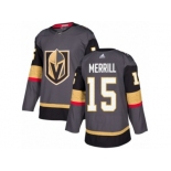 Men Adidas Vegas Golden Knights #15 Jon Merrill Authentic Gray Home NHL Jersey