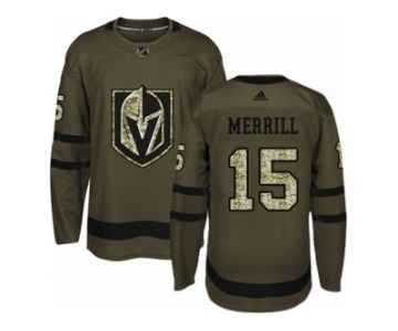 Men Adidas Vegas Golden Knights #15 Jon Merrill Authentic Green Salute to Service NHL Jersey