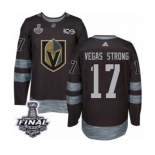 Men Adidas Vegas Golden Knights #17 Vegas Strong Authentic Black 1917-2017 100th Anniversary 2018 Stanley Cup Final NHL Jersey