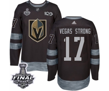 Men Adidas Vegas Golden Knights #17 Vegas Strong Authentic Black 1917-2017 100th Anniversary 2018 Stanley Cup Final NHL Jersey