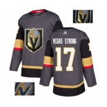 Men Adidas Vegas Golden Knights #17 Vegas Strong Authentic Gray Fashion Gold NHL Jersey