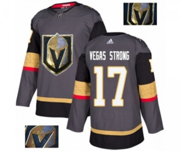 Men Adidas Vegas Golden Knights #17 Vegas Strong Authentic Gray Fashion Gold NHL Jersey