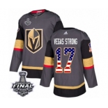 Men Adidas Vegas Golden Knights #17 Vegas Strong Authentic Gray USA Flag Fashion 2018 Stanley Cup Final NHL Jersey