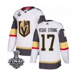 Men Adidas Vegas Golden Knights #17 Vegas Strong Authentic White Away 2018 Stanley Cup Final NHL Jersey