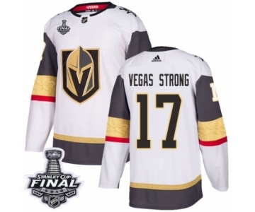 Men Adidas Vegas Golden Knights #17 Vegas Strong Authentic White Away 2018 Stanley Cup Final NHL Jersey