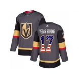 Men Adidas Vegas Golden Knights #17 Vegas Strong Grey Home Authentic USA Flag Stitched NHL Jersey