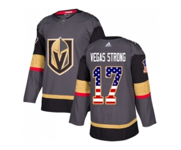 Men Adidas Vegas Golden Knights #17 Vegas Strong Grey Home Authentic USA Flag Stitched NHL Jersey