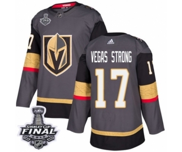 Men Adidas Vegas Golden Knights #17 Vegas Strong Premier Gray Home 2018 Stanley Cup Final NHL Jersey