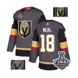 Men Adidas Vegas Golden Knights #18 James Neal Authentic Gray Fashion Gold 2018 Stanley Cup Final NHL Jersey