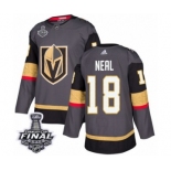 Men Adidas Vegas Golden Knights #18 James Neal Authentic Gray Home 2018 Stanley Cup Final NHL Jersey