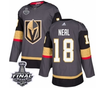 Men Adidas Vegas Golden Knights #18 James Neal Authentic Gray Home 2018 Stanley Cup Final NHL Jersey