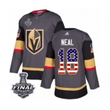 Men Adidas Vegas Golden Knights #18 James Neal Authentic Gray USA Flag Fashion 2018 Stanley Cup Final NHL Jersey