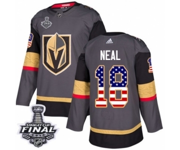 Men Adidas Vegas Golden Knights #18 James Neal Authentic Gray USA Flag Fashion 2018 Stanley Cup Final NHL Jersey