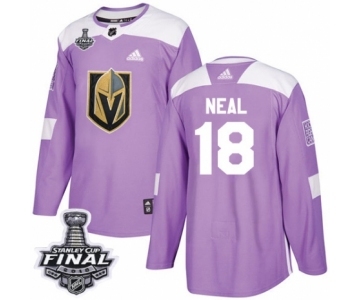 Men Adidas Vegas Golden Knights #18 James Neal Authentic Purple Fights Cancer Practice 2018 Stanley Cup Final NHL Jersey