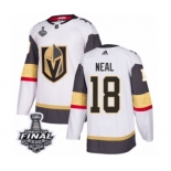 Men Adidas Vegas Golden Knights #18 James Neal Authentic White Away 2018 Stanley Cup Final NHL Jersey