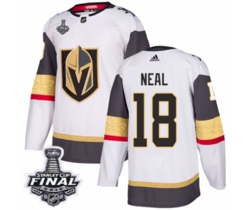 Men Adidas Vegas Golden Knights #18 James Neal Authentic White Away 2018 Stanley Cup Final NHL Jersey