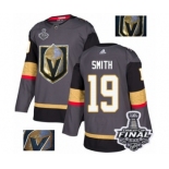 Men Adidas Vegas Golden Knights #19 Reilly Smith Authentic Gray Fashion Gold 2018 Stanley Cup Final NHL Jersey