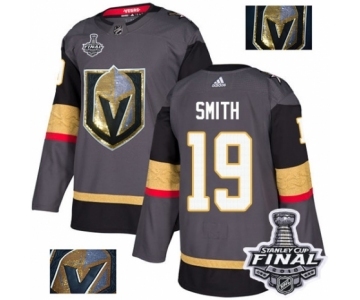 Men Adidas Vegas Golden Knights #19 Reilly Smith Authentic Gray Fashion Gold 2018 Stanley Cup Final NHL Jersey