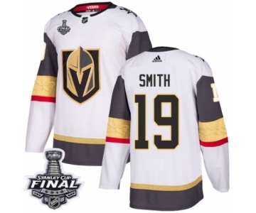 Men Adidas Vegas Golden Knights #19 Reilly Smith Authentic White Away 2018 Stanley Cup Final NHL Jersey