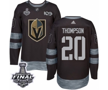 Men Adidas Vegas Golden Knights #20 Paul Thompson Authentic Black 1917-2017 100th Anniversary 2018 Stanley Cup Final NHL Jersey