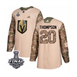 Men Adidas Vegas Golden Knights #20 Paul Thompson Authentic Camo Veterans Day Practice 2018 Stanley Cup Final NHL Jersey