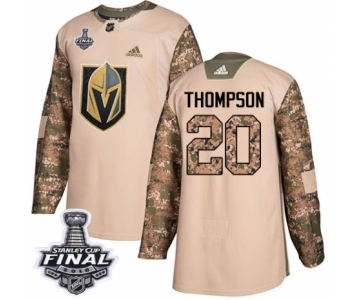 Men Adidas Vegas Golden Knights #20 Paul Thompson Authentic Camo Veterans Day Practice 2018 Stanley Cup Final NHL Jersey