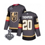 Men Adidas Vegas Golden Knights #20 Paul Thompson Authentic Gray Home 2018 Stanley Cup Final NHL Jersey